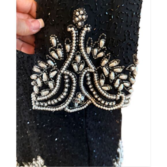 Laurence Kazar Beaded Top Short Sleeve Pearls Sz. M Party Wedding Formal - Picture 8 of 10